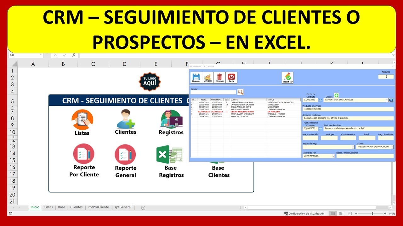 👉 CRM en Excel - Seguimiento de CLIENTES o PROSPECTOS | Base de Datos de Clientes en Excel.