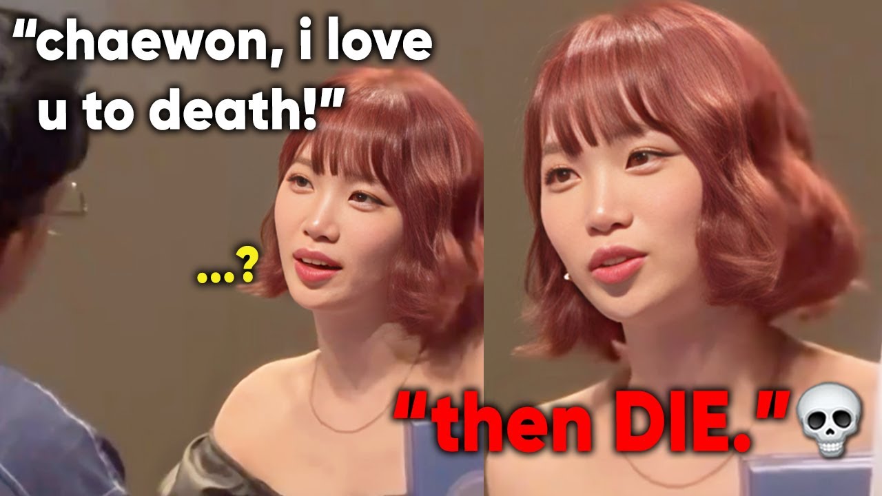 Chaewon's *annoyed face* when a fan tried to flirt with her