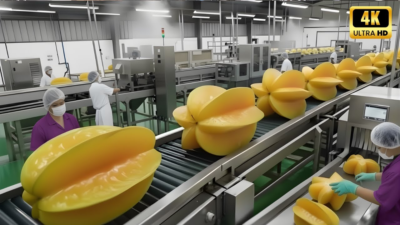 Inside a Modern Starfruit Factory: From Raw Starfruits to Clear Tropical Syrup  Juice (Full Process)