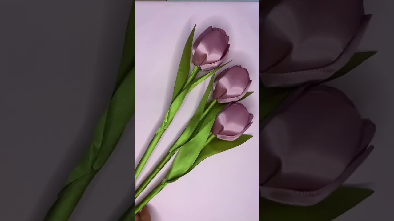 Tutorial tulipán de listón paso a paso-How to Make Easy and beautiful tulip🌷🌷🌷