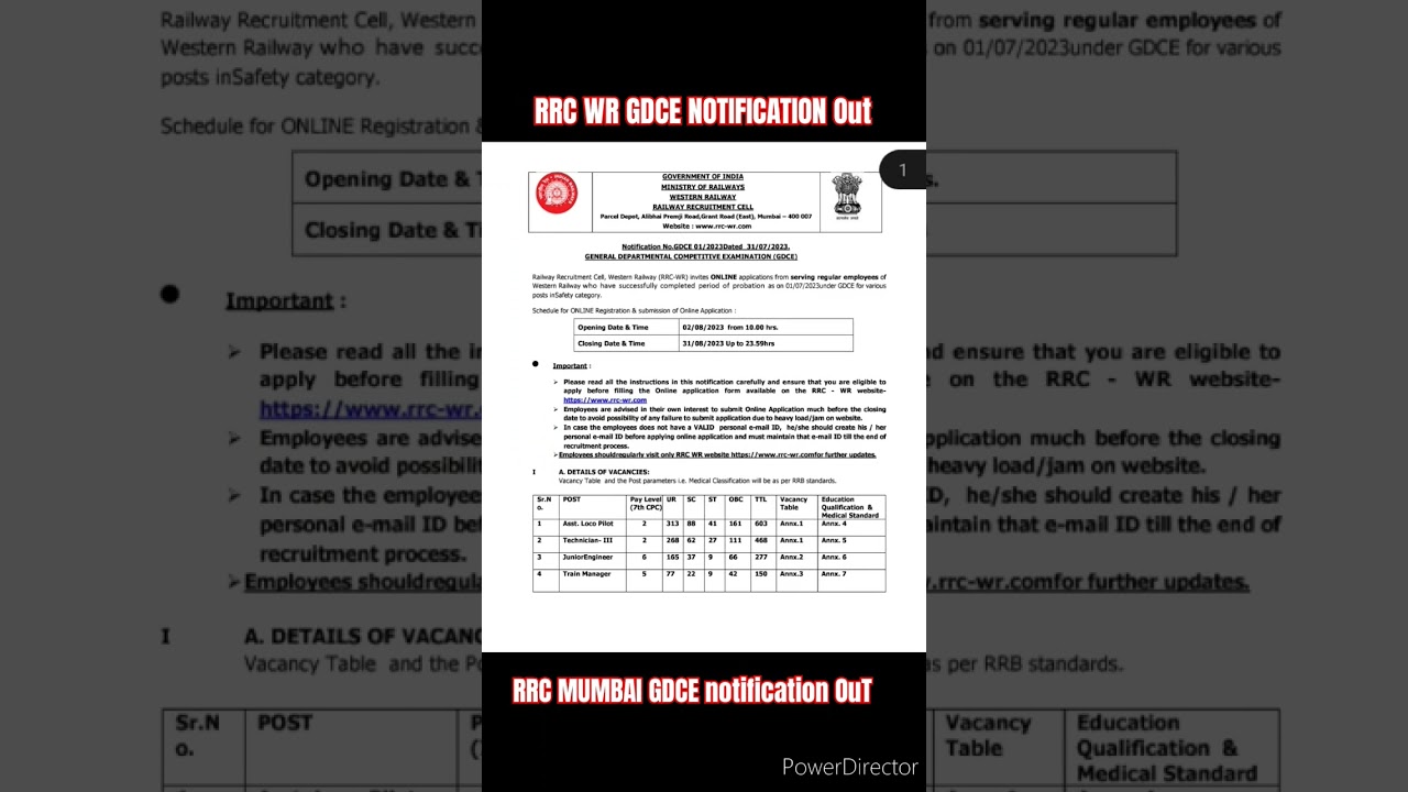 Rrc wr GDCE Notification 2023#rrc #gdce #gdceexam #shortsfeed #shorts #short