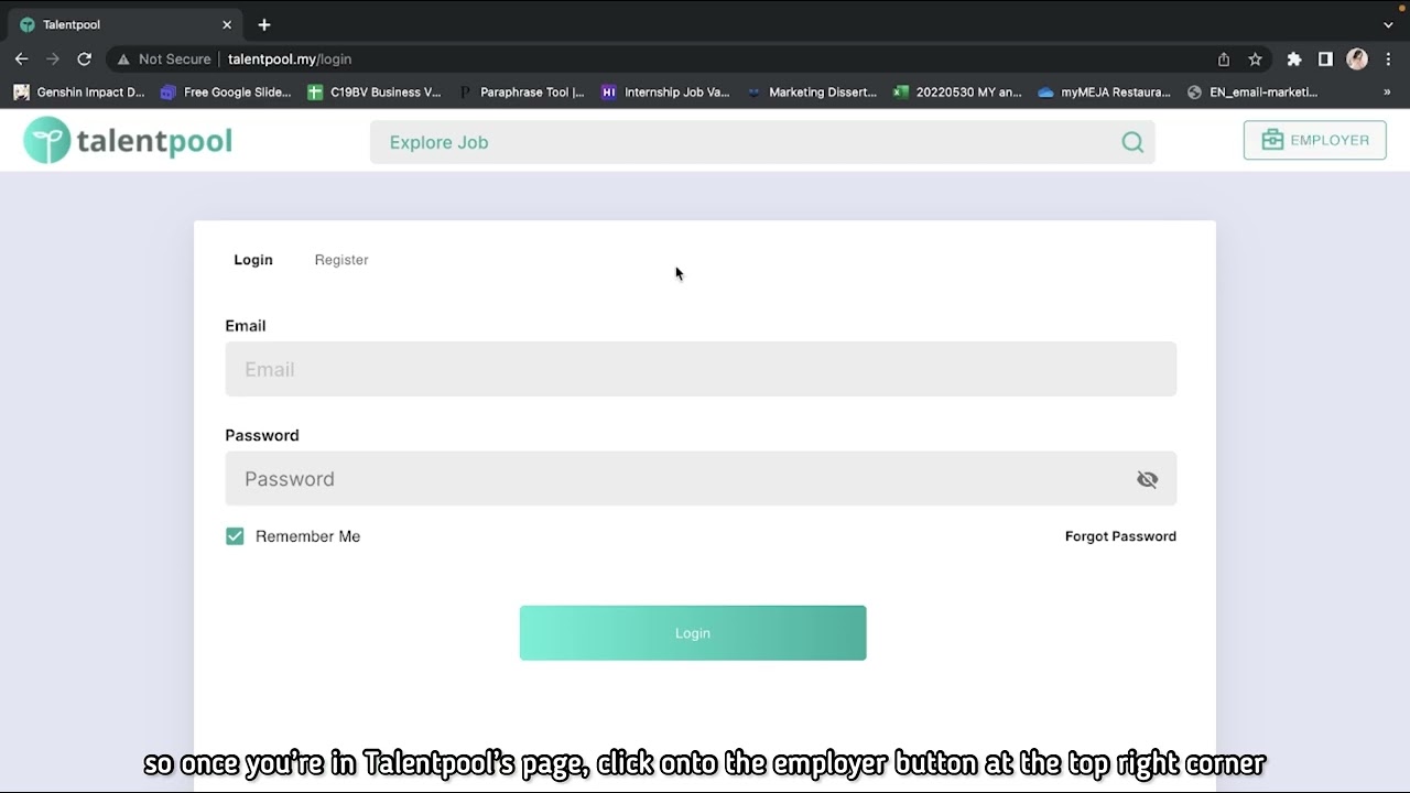 Talentpool Tutorial 1: How to Register an Account on Talentpool