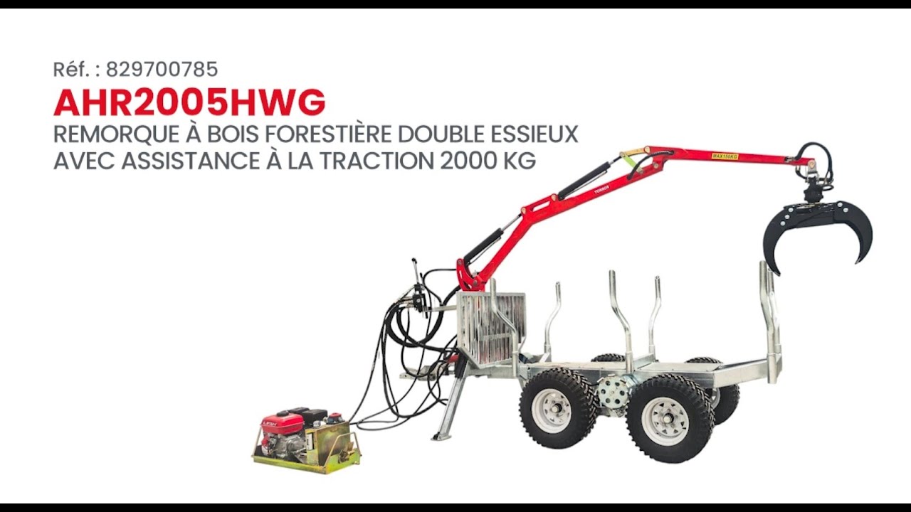Remorque à bois forestière double essieux avec assistance à la traction - AHR2005HWG | Torros
