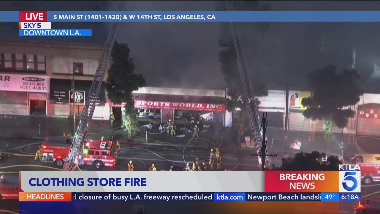 Clothing store catches fire in downtown Los Angeles