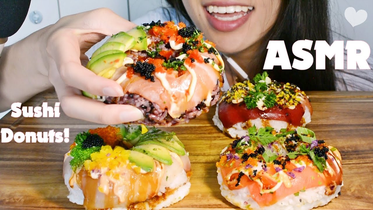 ASMR SUSHI DONUTS - SOFT EATING SOUNDS