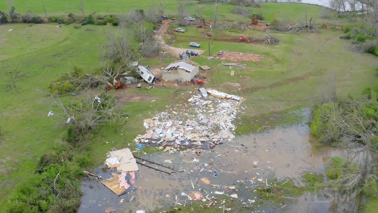 3-26-2021 - Greensboro, Al Drone Shots Of Wedge Tornado Damage With Destroyed Homes