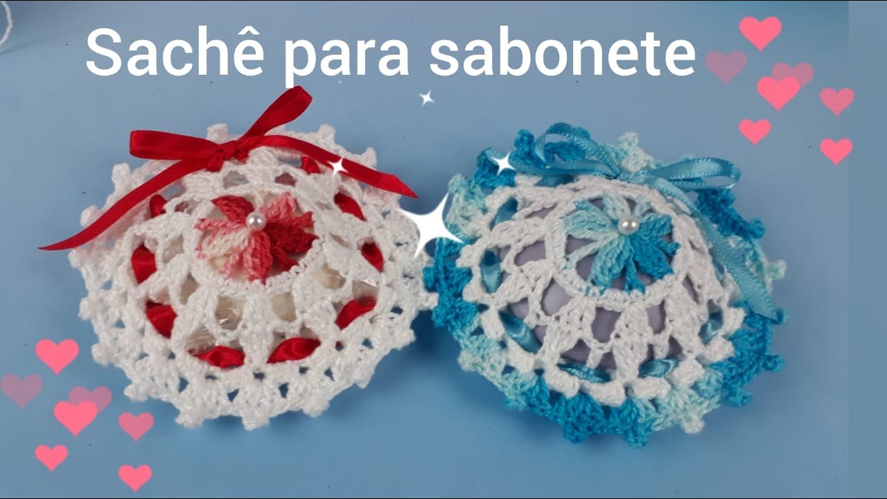 Sachê de crochê para sabonete redondo