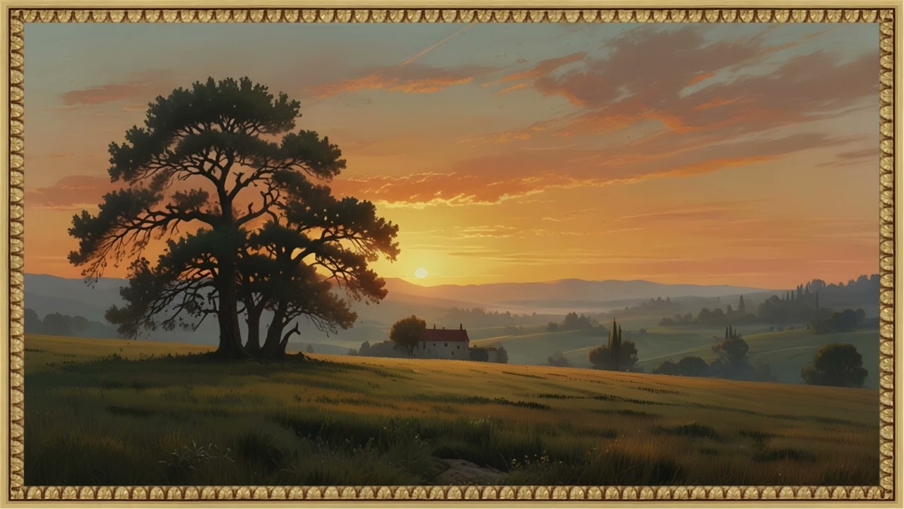 Golden Sunset Over Tuscany | Vintage Landscape Loop for Ambient Decor in 4K | Digital Wall Art