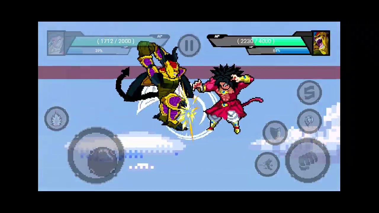 Ultimate heroes: peleando contra un jefe, Broly ssj4 vs hildergarn 