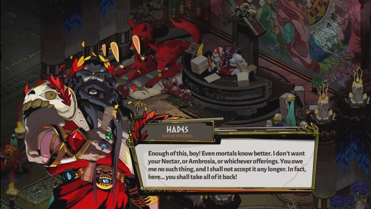 Hades has had enough of Zagreus' Nectar and makes him take it all back - Hades