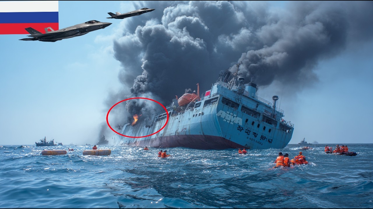 2 minutes ago! US F-35 jets sank a North Korean aircraft carrier carrying 30,254 missiles to Russia.