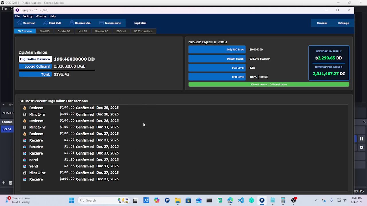 DGB/DIGIDOLLAR CORE WALLET NAVIGATION (Overview Tab)
