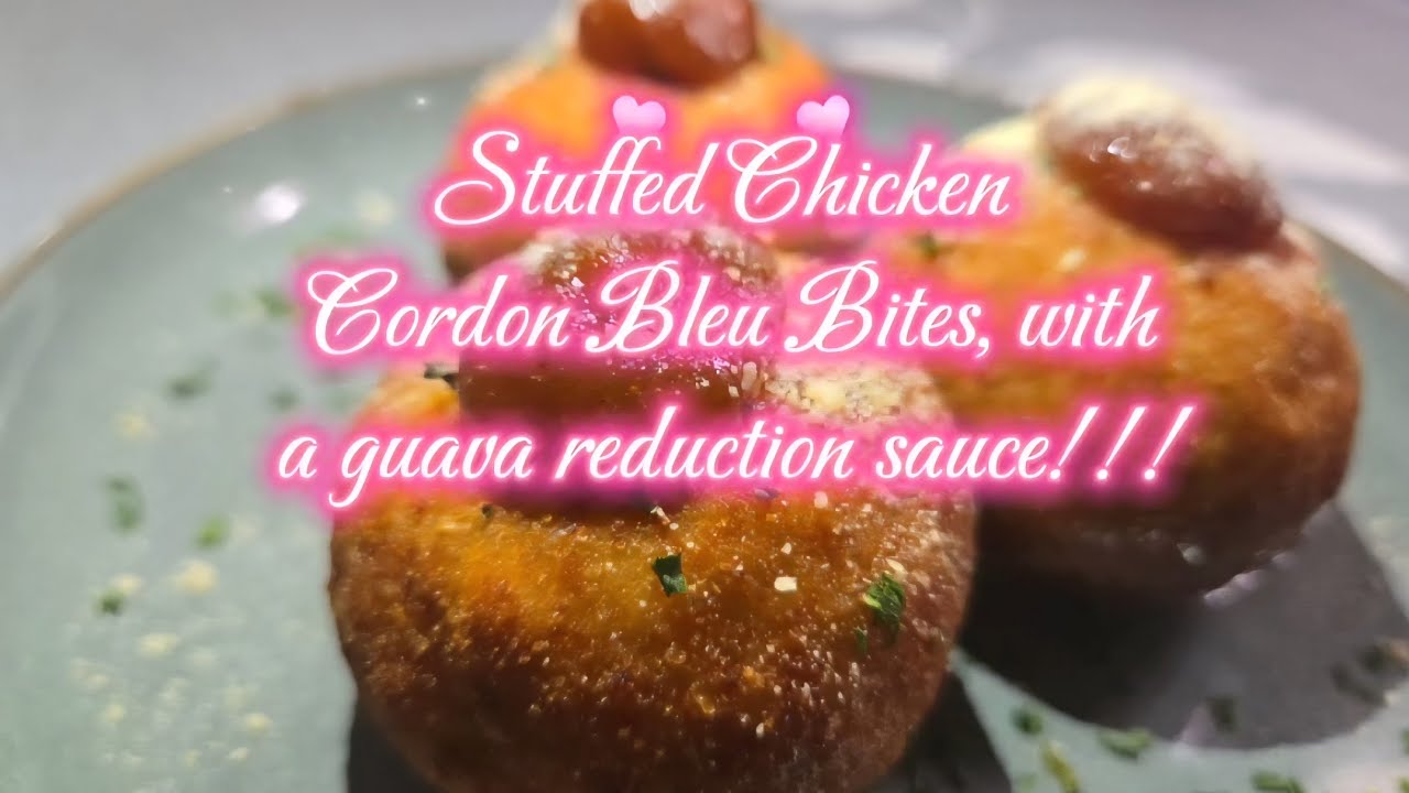 Stuffed Chicken Cordon Bleu Bites with guava reduction sauce!!!