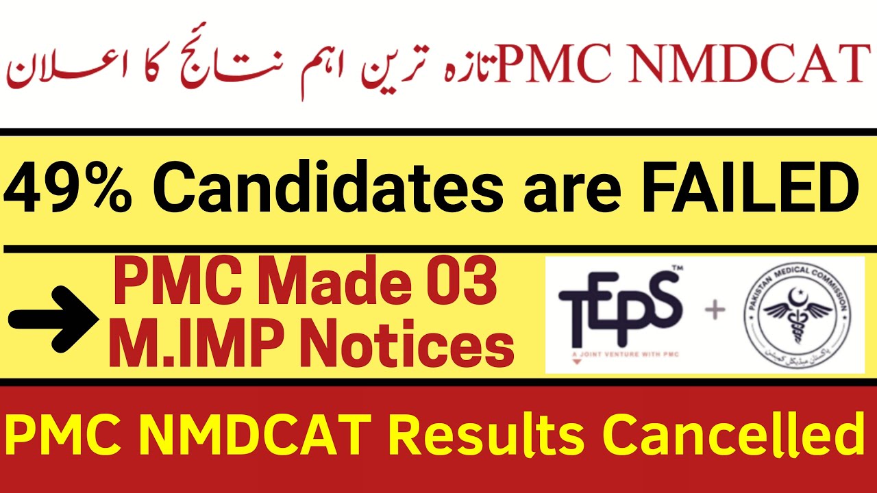 PMC Cancelled/New Commission for NMDCAT/NMDCAT Results Rejected/NMDCAT Results 2021/PMC NMDCAT 2021