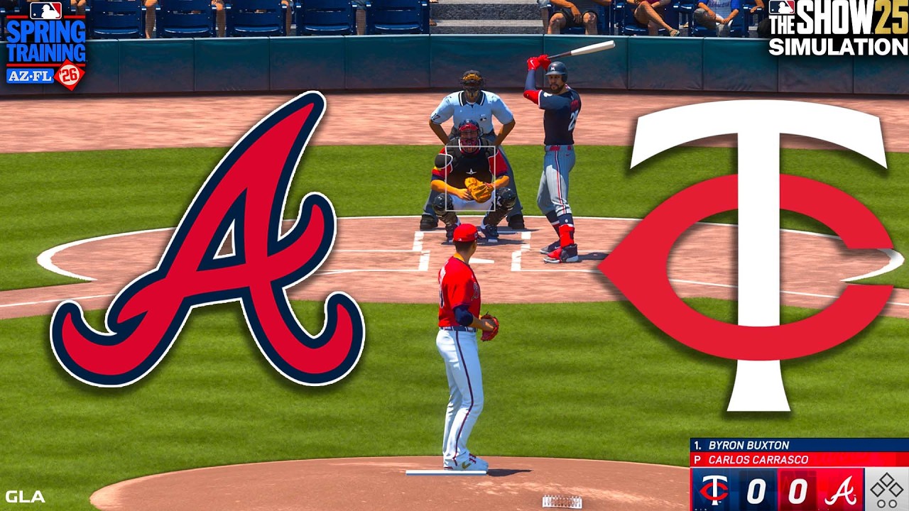 Braves vs. Twins Simulation | Spring Training 3/9/2026 | Updated Rosters MLB The Show 25 PS5