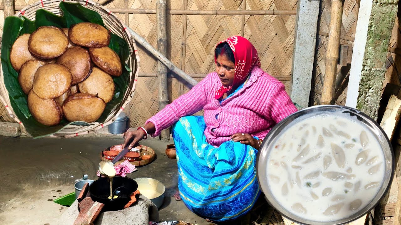 খুব কম সময়ে বানিয়ে ফেলুন দুই রকমের দারুন সাধের পিঠে নতুন নলেন গুড়ের ভাজা পিঠে সাথে দুধ পুলি 🥟🥟💖💖