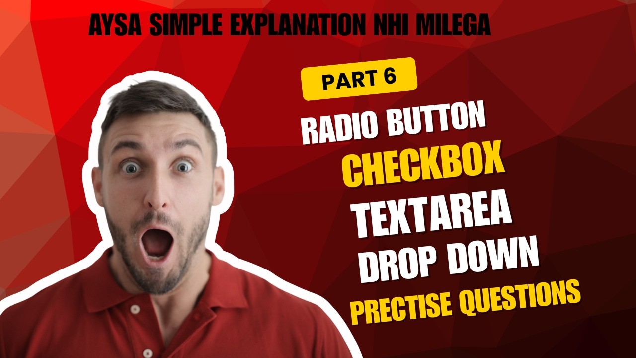 HTML Forms Tutorial Part 6 | Radio Button & Checkbox & Drop Down & Text Area