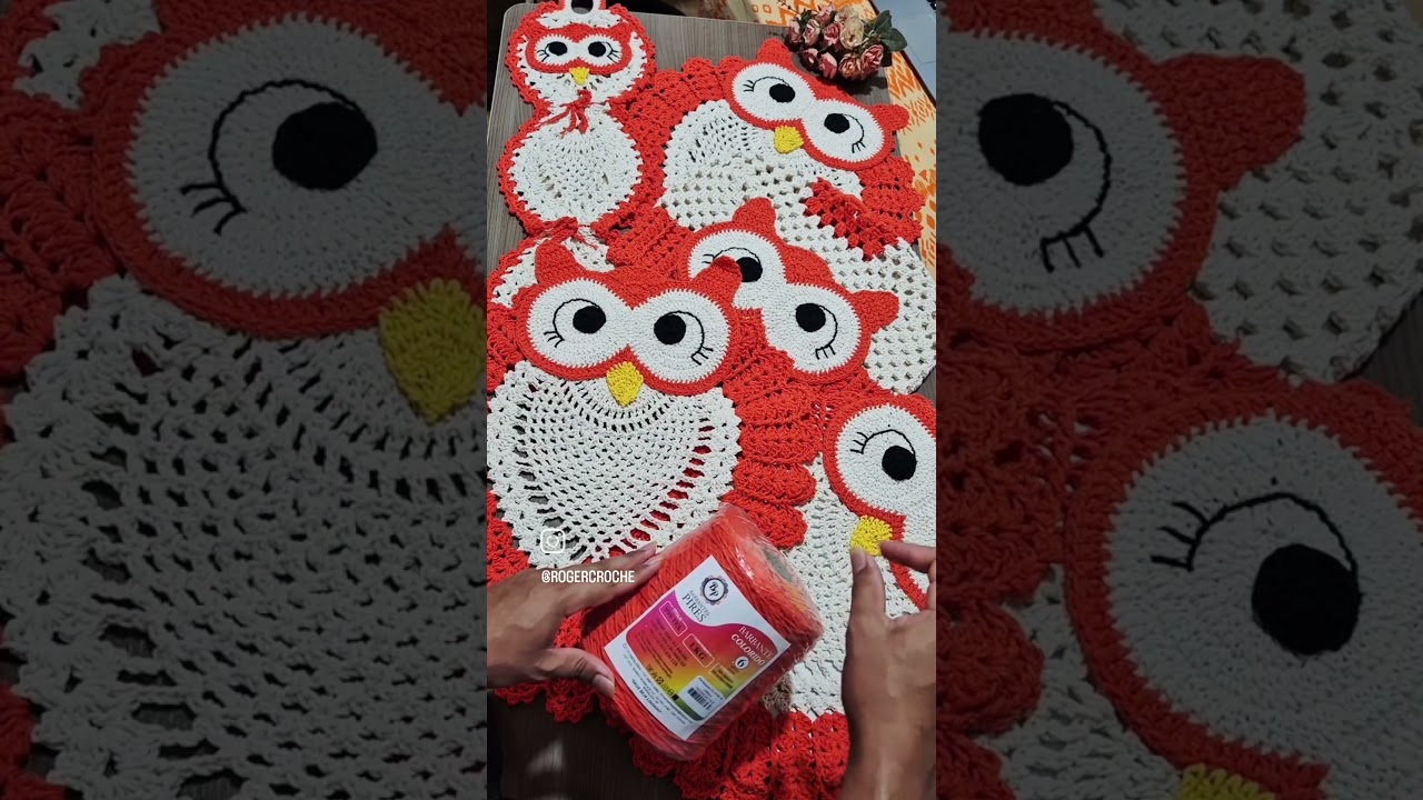 jogo de Banheiro coruja 🦉  5 pe&ccedil;as f&aacute;cil , r&aacute;pido e mega econ&ocirc;mico. #crochet #croche #rogercroche