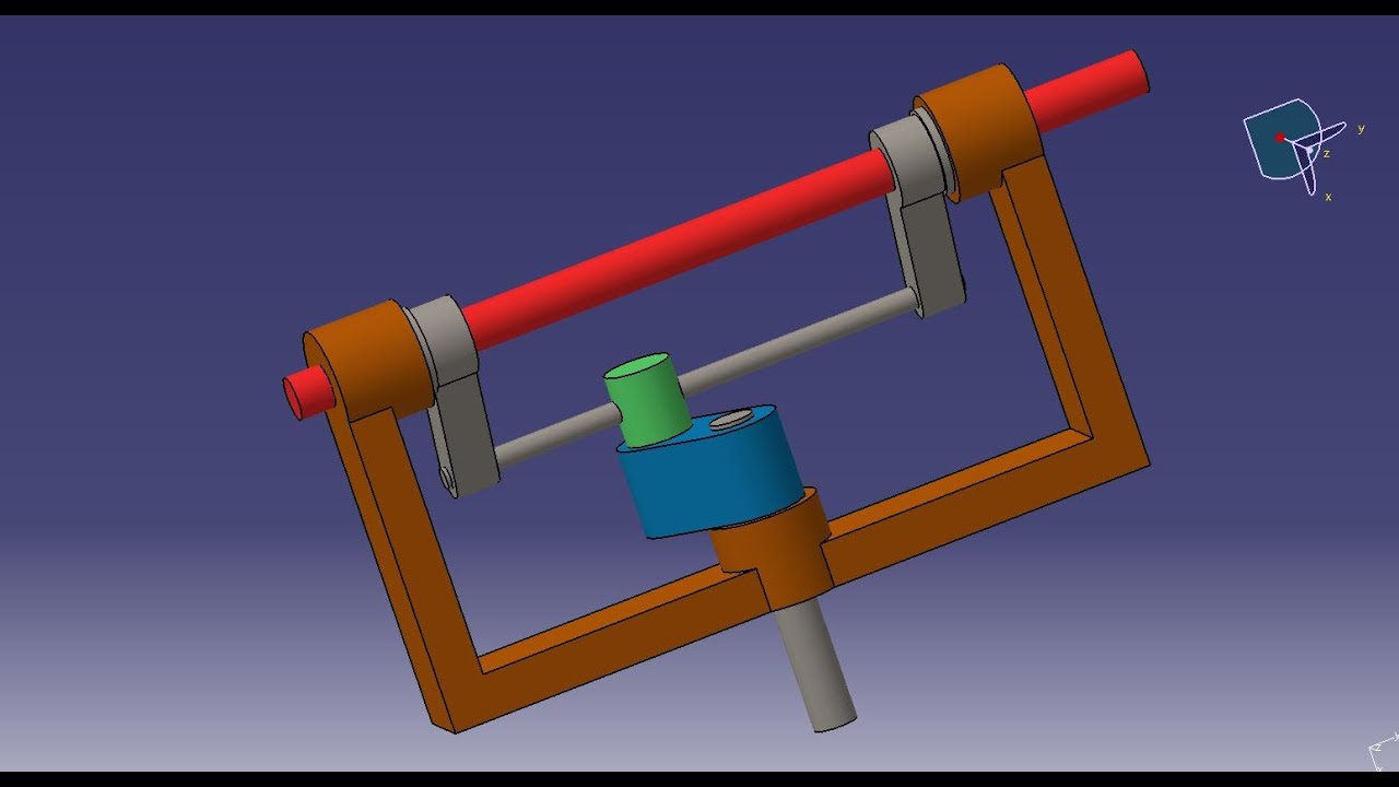 Reciprocating 90 Degrees Mechanism assemblage et simulation CATIA V5