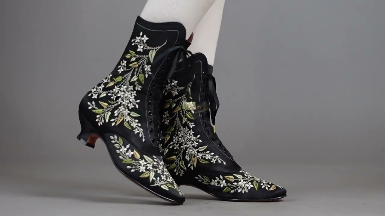Flora Women's Embroidered Boots - American Duchess x Bata Shoe Museum