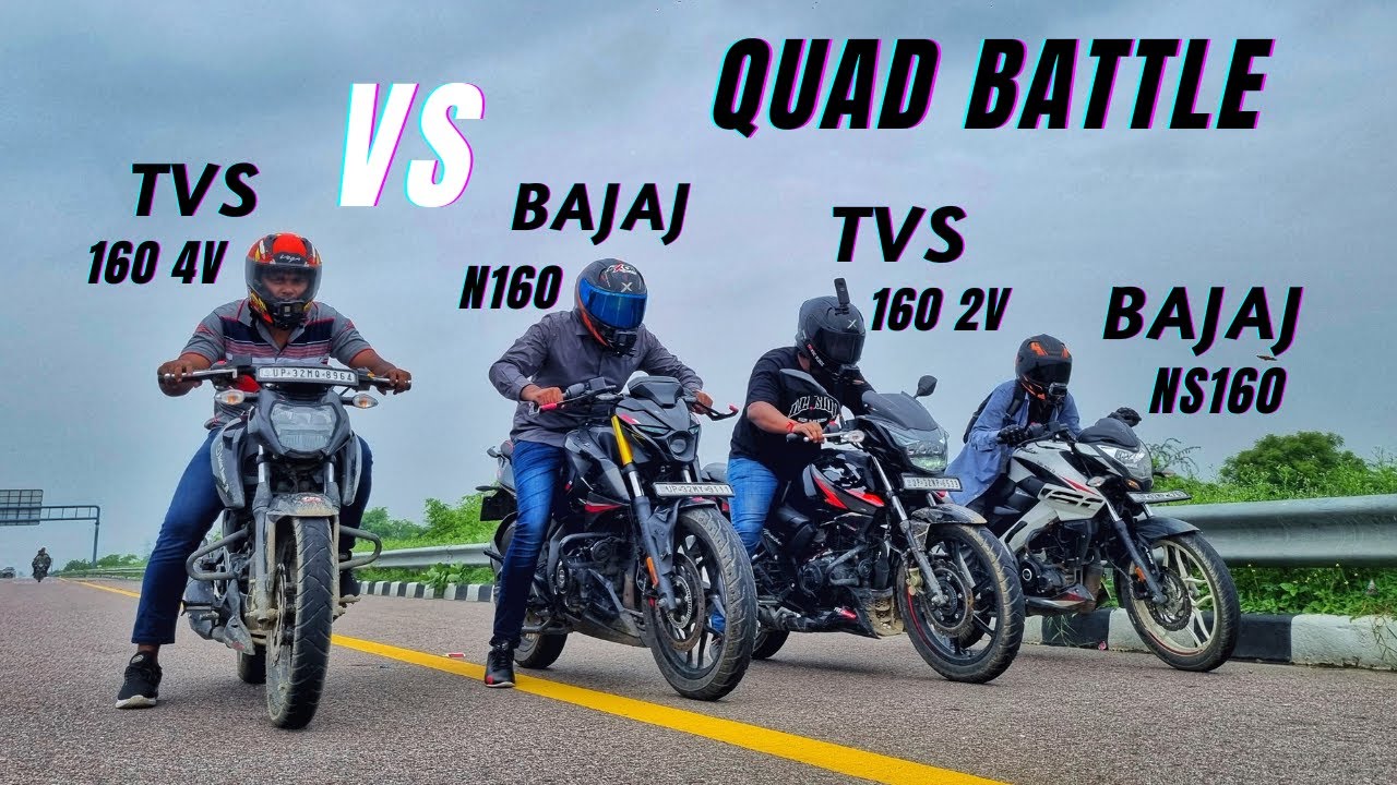 Tvs Apache 160 2v bs7 Vs Tvs apache 160 4v vs Bajaj pulsar n160 vs pulsar ns160 | 160 cc Quad Battle
