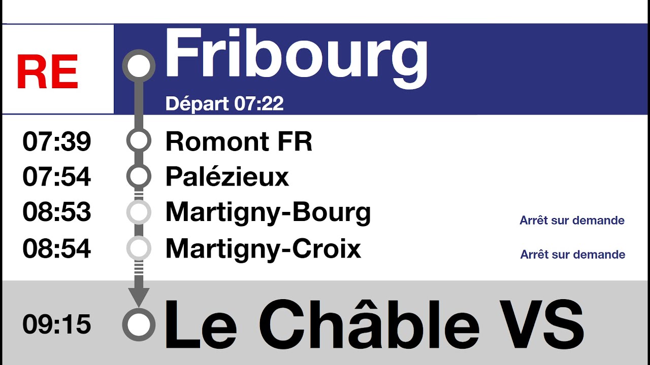 SBB/CFF Ansagen/annonces » RE Fribourg/Freiburg — Le Châble VS (2023) |VosAlpes Express | SLBahnen