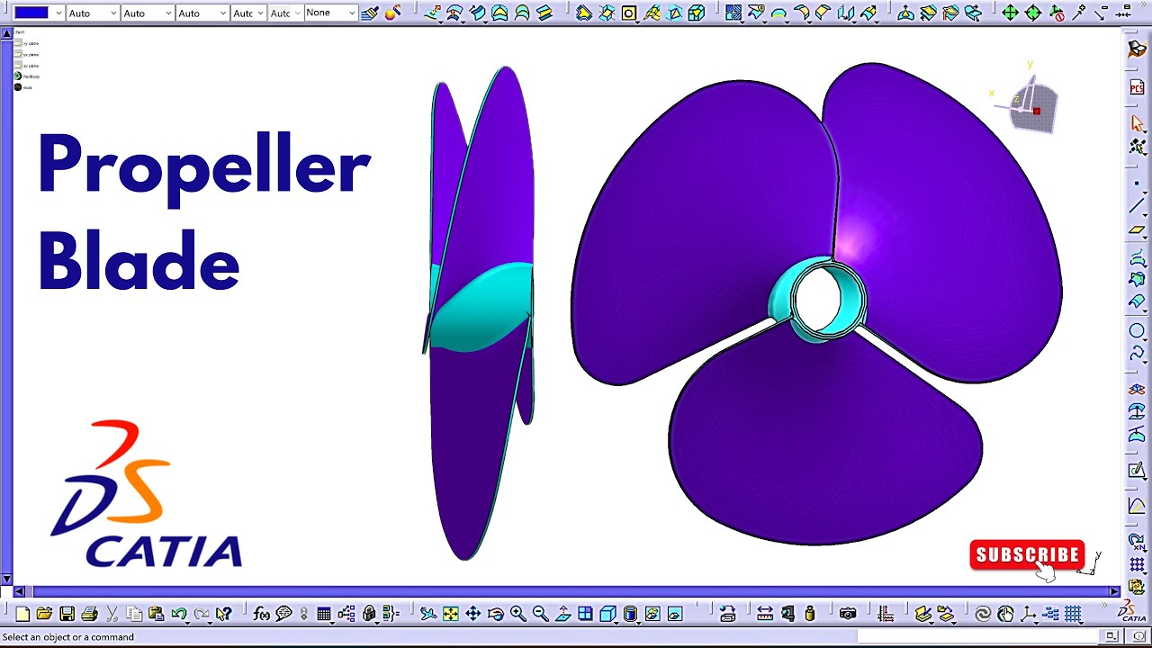 How to Create a Propeller Blade Using CATIA Surface Design | CATIA V5 GSD Tutorial