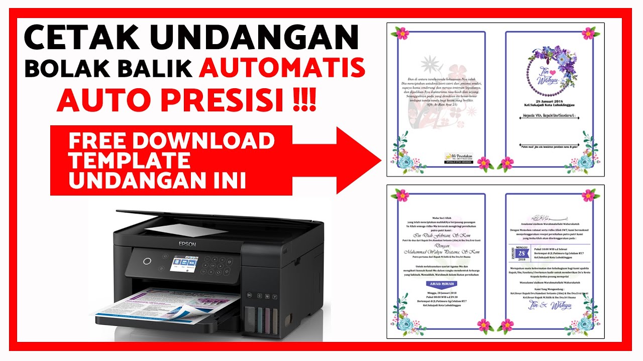 CARA cetak undangan bolak balik otomatis menggunakan printer Epson L6160 & Free Template undangannya