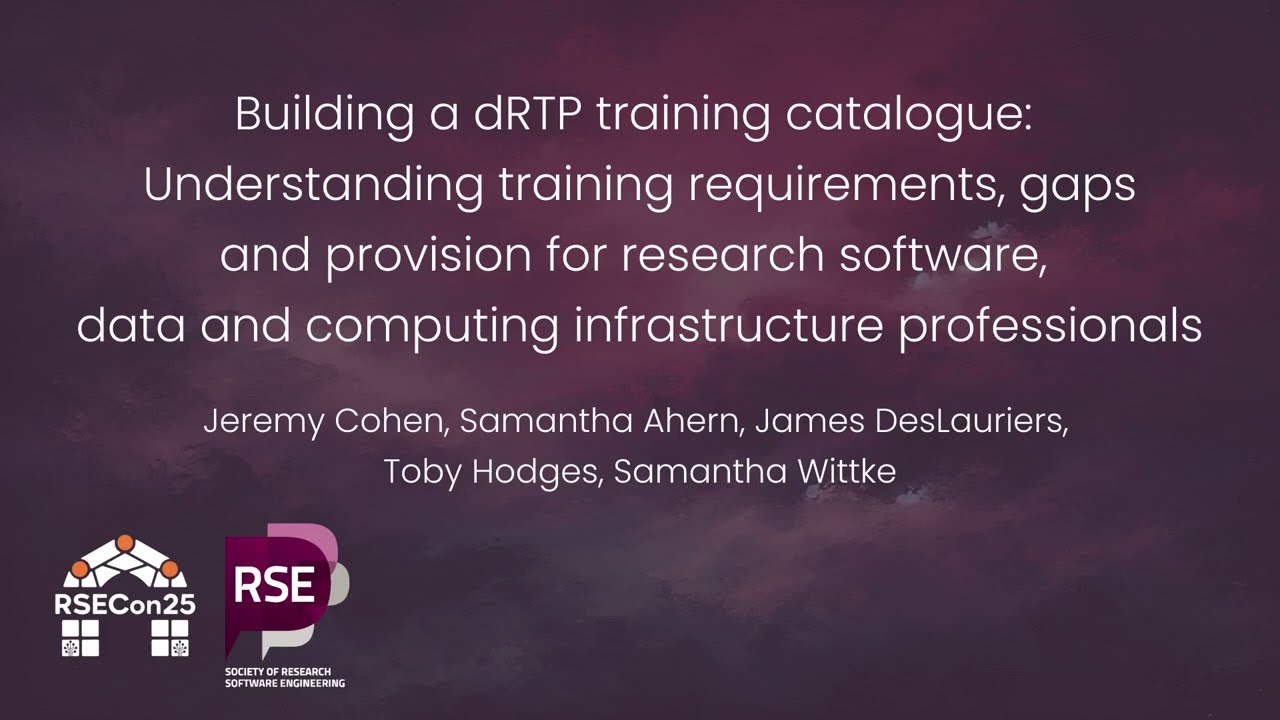 Building a dRTP training catalogue