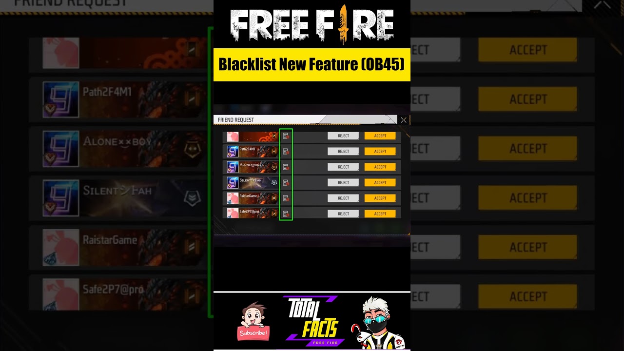 You Can Block Any Player From Friend Request List 🙅 OB45 Update Free Fire ✋ Blacklist New Feature