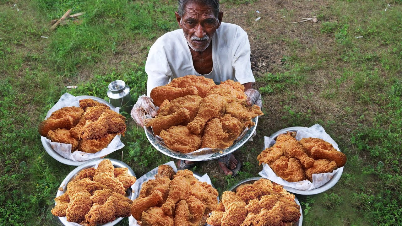 KFC Style Fried Chicken | Crispy Spicy Fried Chicken Cooking by our grandpa for Orphan kids