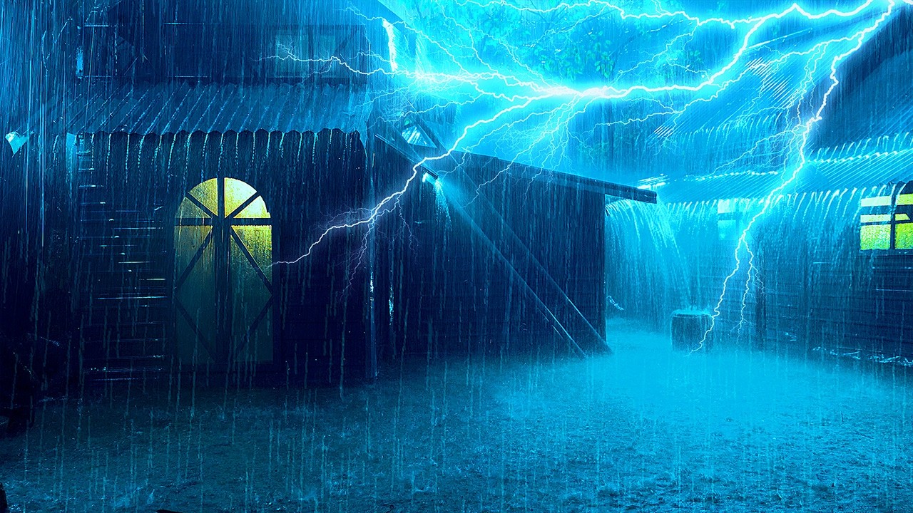 Sueño Profundo con Lluvia Torrencial y Trueno Fuerte Toda la Noche 🌧️