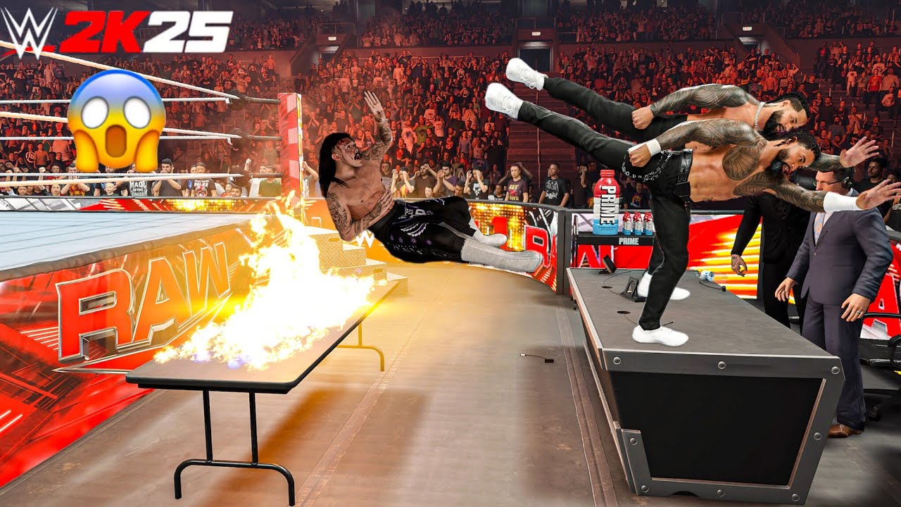 WWE 2K25 - Джей Усо и Джимми Усо уничтожают Доминика Мистерио на Raw | Геймплей