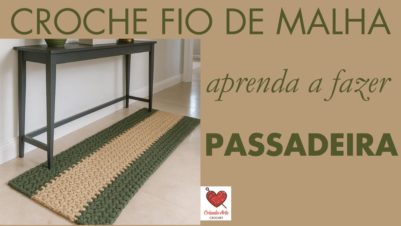 Como fazer passadeira com fio de malha  #crochefiodemalha #tapetedecroche #tapetefiodemalha