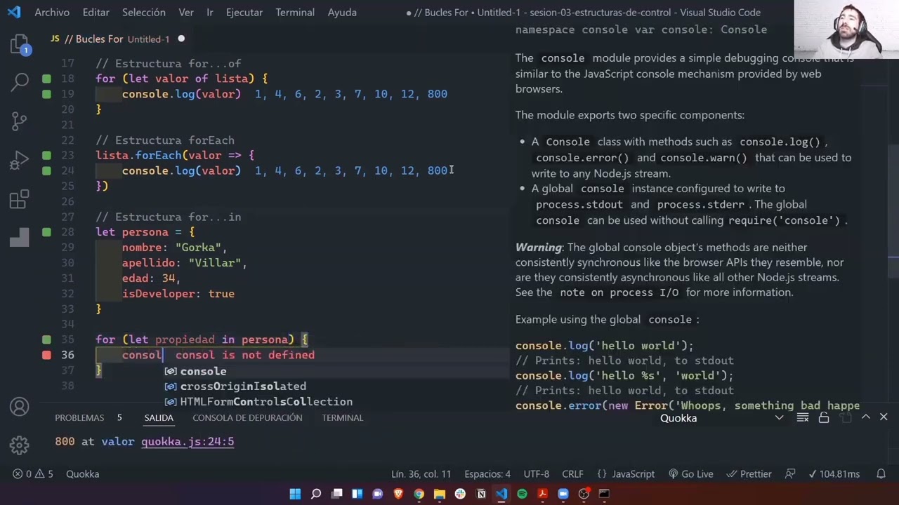 11. Bucles for y while - Curso JavaScript - OpenBootcamp
