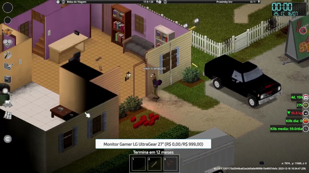 Gameplay Chata Para Dormir de Project Zomboid(B42 - Multiplayer). Dia 3