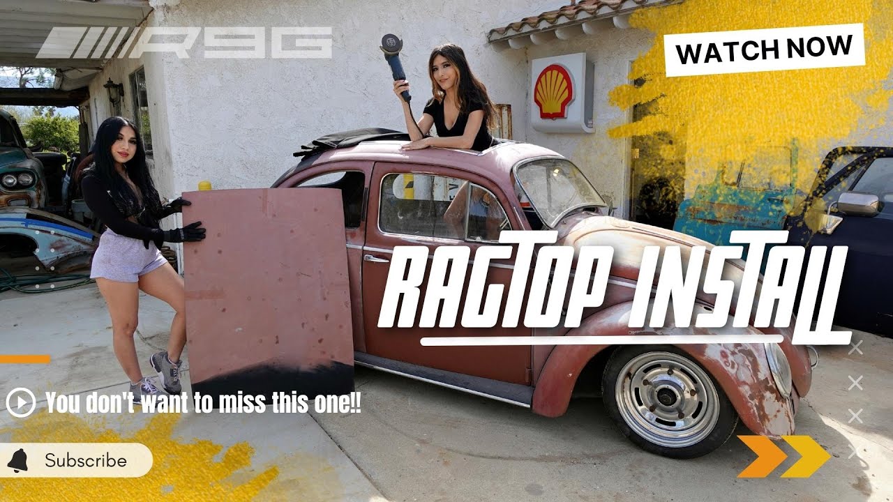 Classic VW Oval Bug Sliding Ragtop Install - Conversion Completed in one Day!  😮‍💨