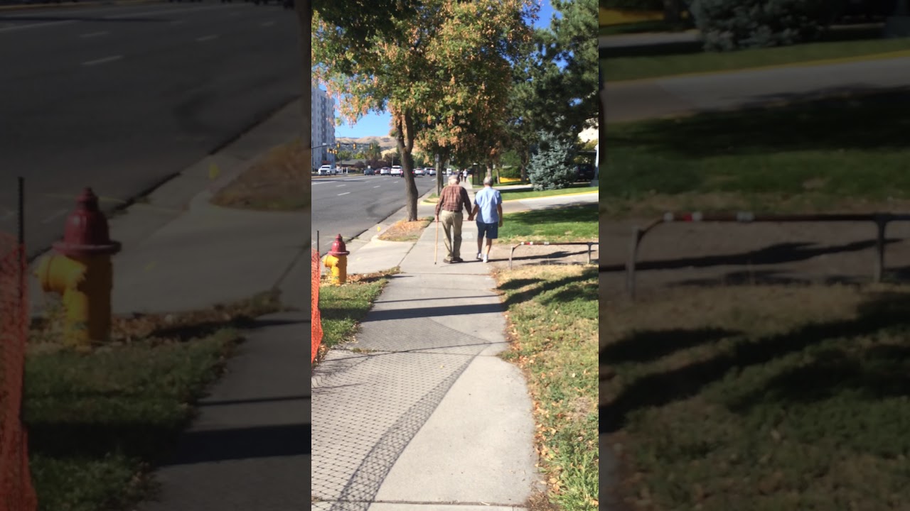 Cute Old Couple Walking