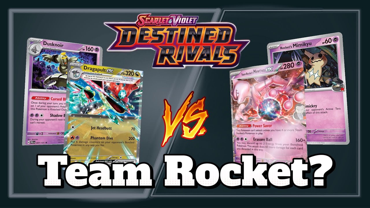 Team Rocket's  Mewtwo VS Dragapult Dusknoir Destined Rivals Early Look Tabletop Gameplay Pokemon