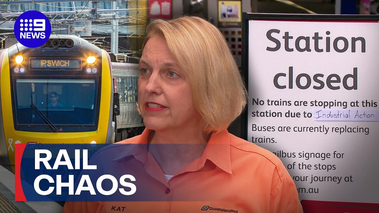 Commuter nightmare as Queensland Rail workers go on strike | 9 News Australia