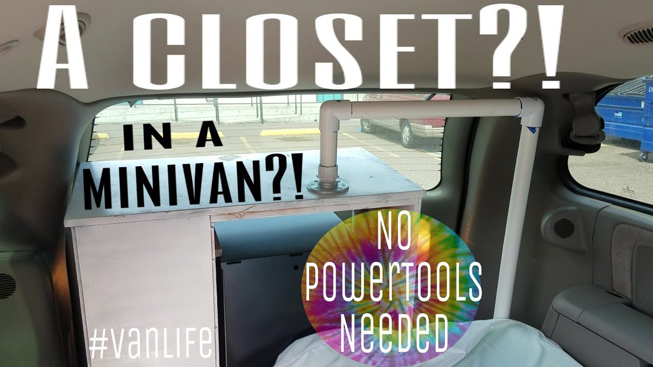 Minivan Conversion | DIY Hanging Closet and Installing Storage | #VanLife