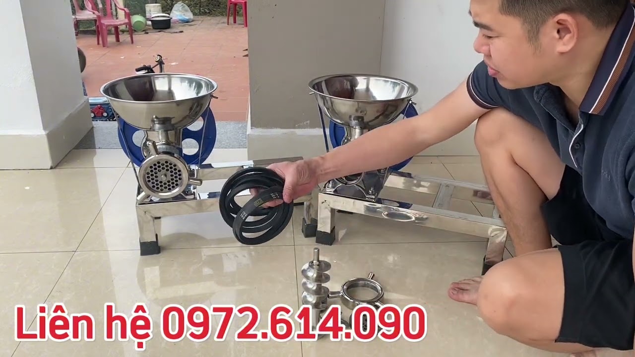Máy xay cá, xay thịt, xay đầu cá, cổ gà, cua đồng, máy xay thịt công nghiệp