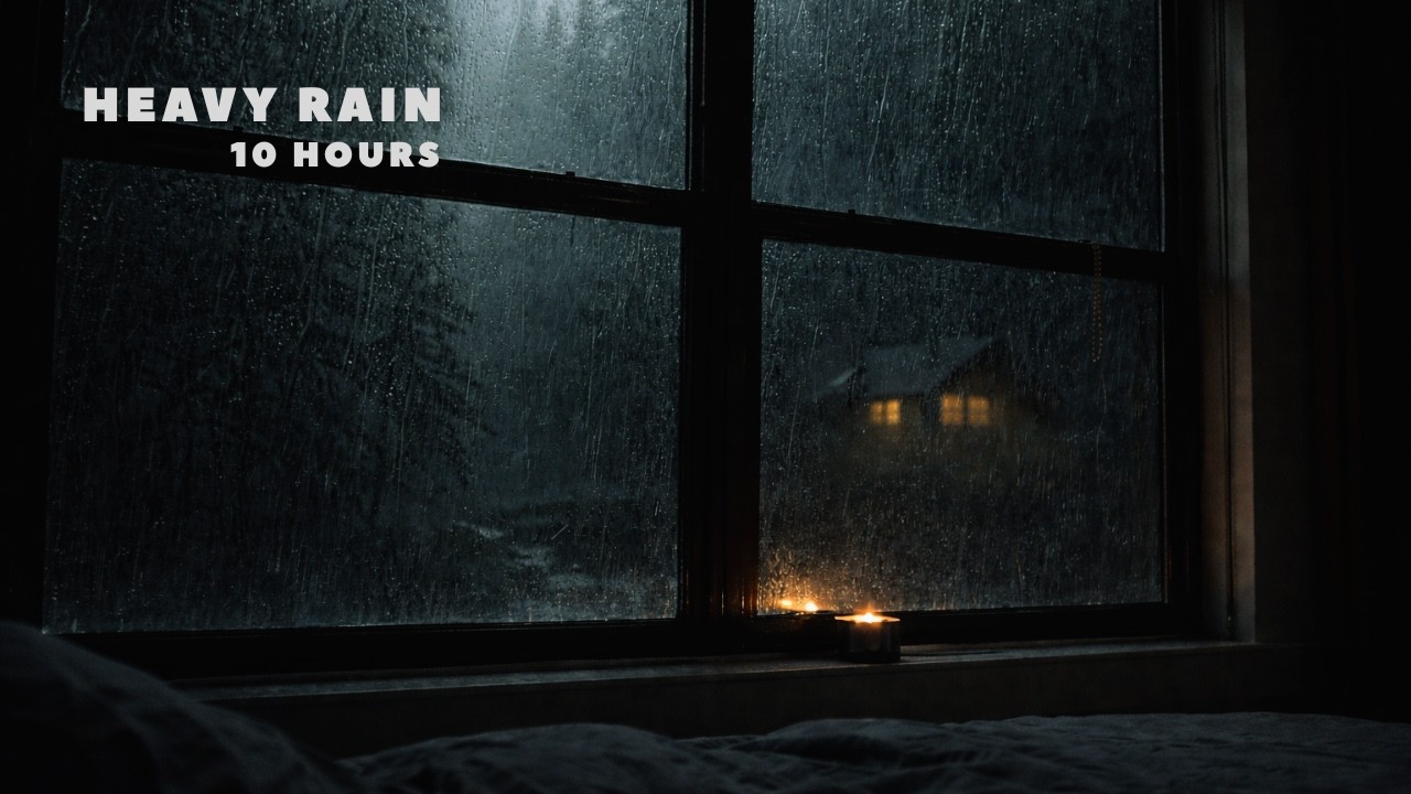 Heavy Rain for Sleep 🌧️ 10 Hours | Forest Window in Dark Bedroom (No Ads)