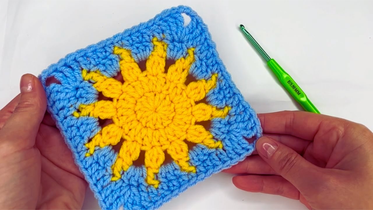 CROCHET GRANNY SUN SQUARE TUTORIAL