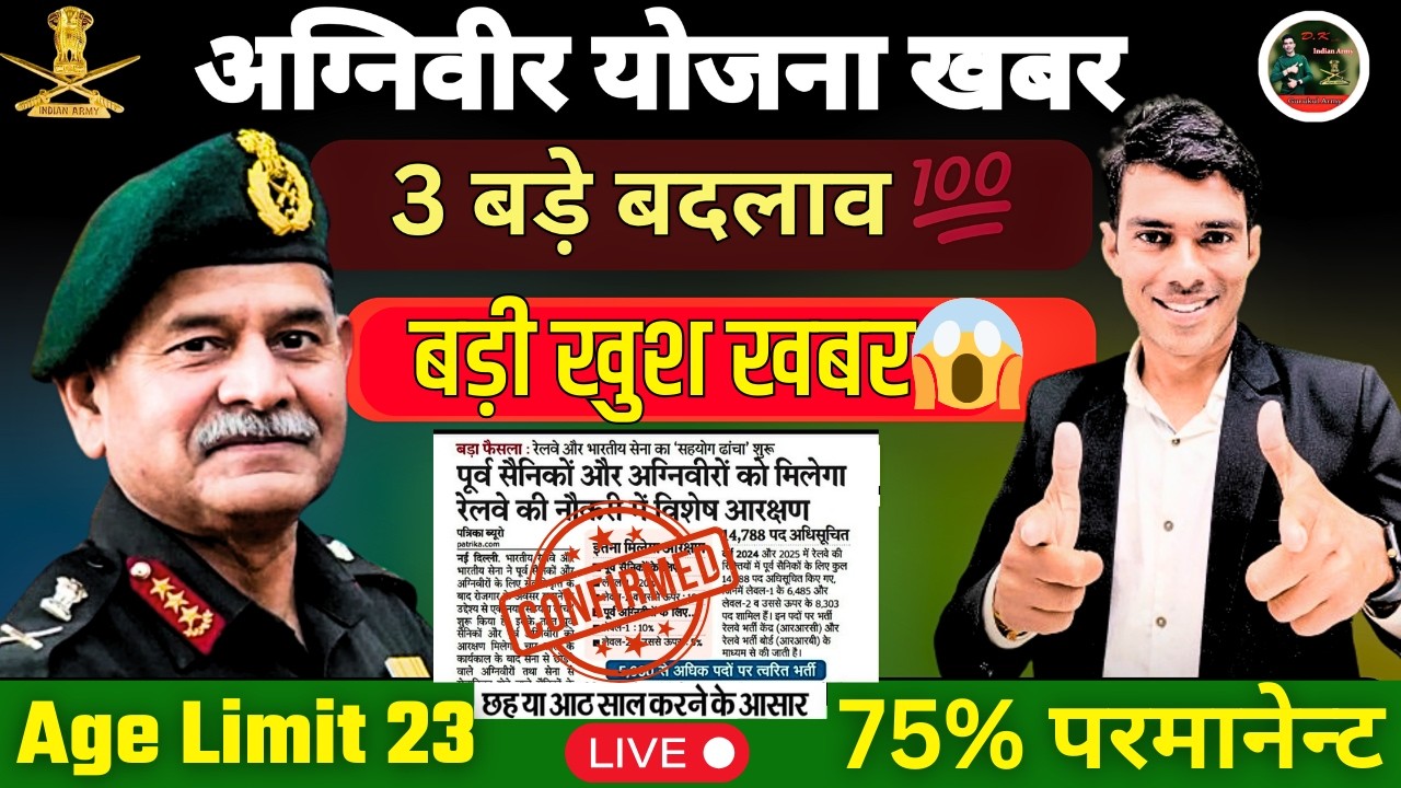 Good News🥰Agniveer योजना मे बड़ा बदलाव | Agniveer Yojna Latest Update 💯| Age Limit 23