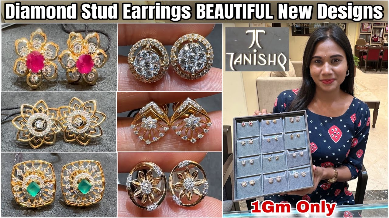Tanishq Diamond Stud Earrings Rs.14000😍| Dailywear Diamond Studs Earrings| Lightweight Stud Designs|