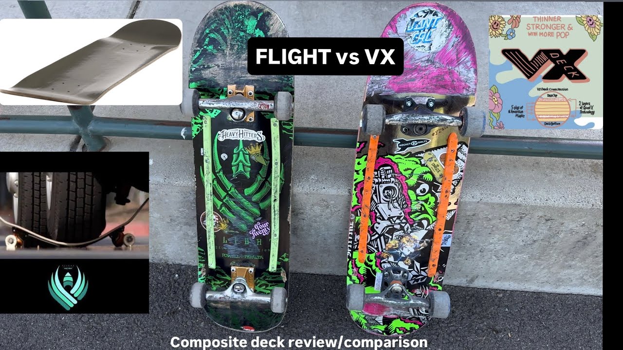 Powell Peralta Flight deck vs Santa Cruz VX deck! Composite Deck Review!
