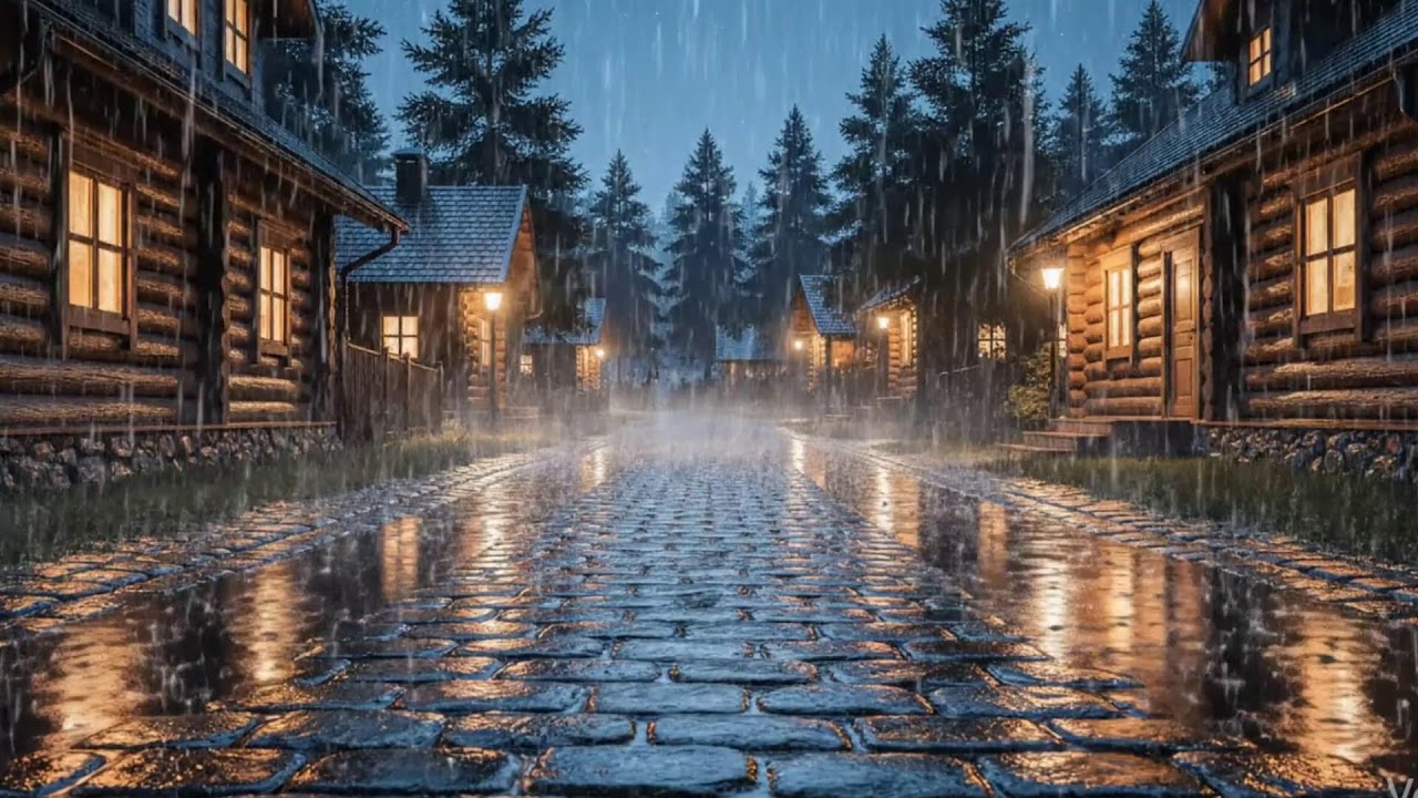 Streaming Peaceful Rain in a Wooden Street at Night | ASMR for Sleep