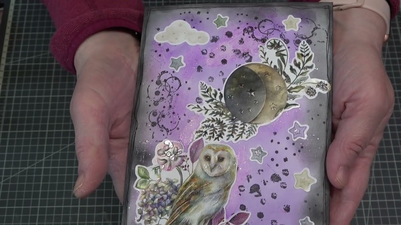 Tuto Art Journal Hibou Une Belle Nuit d'Hiver