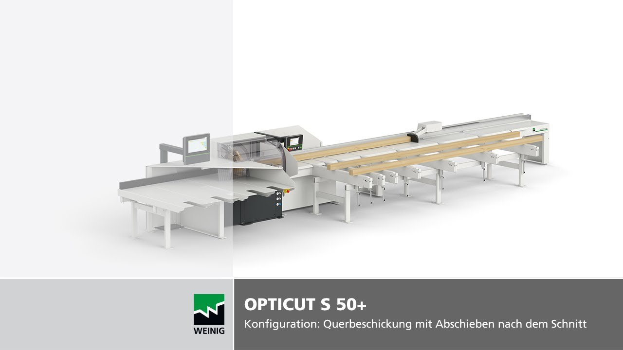 Schiebersäge OptiCut S 50+ | Konfiguration: Querbeschickung mit Abschieben nach dem Schnitt